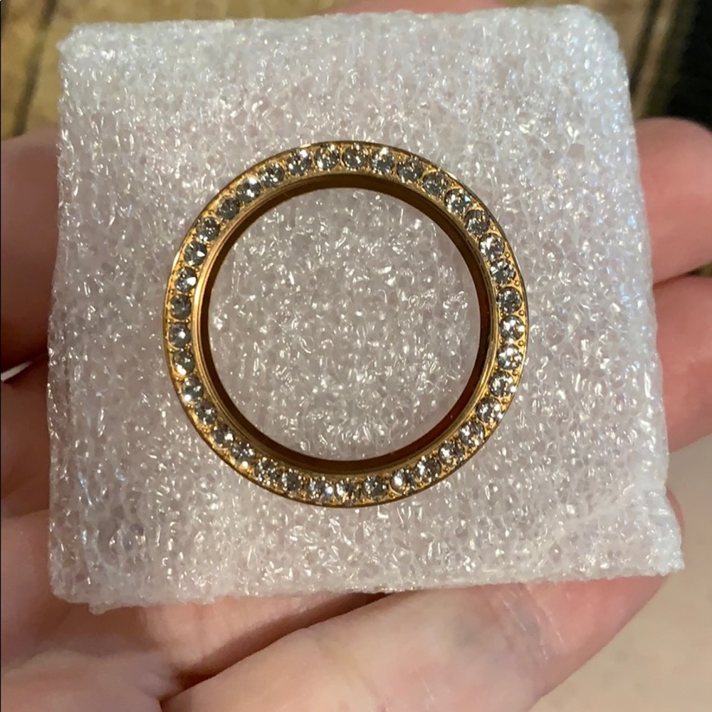 Large Gold Origami Owl Locket Face with Crystals